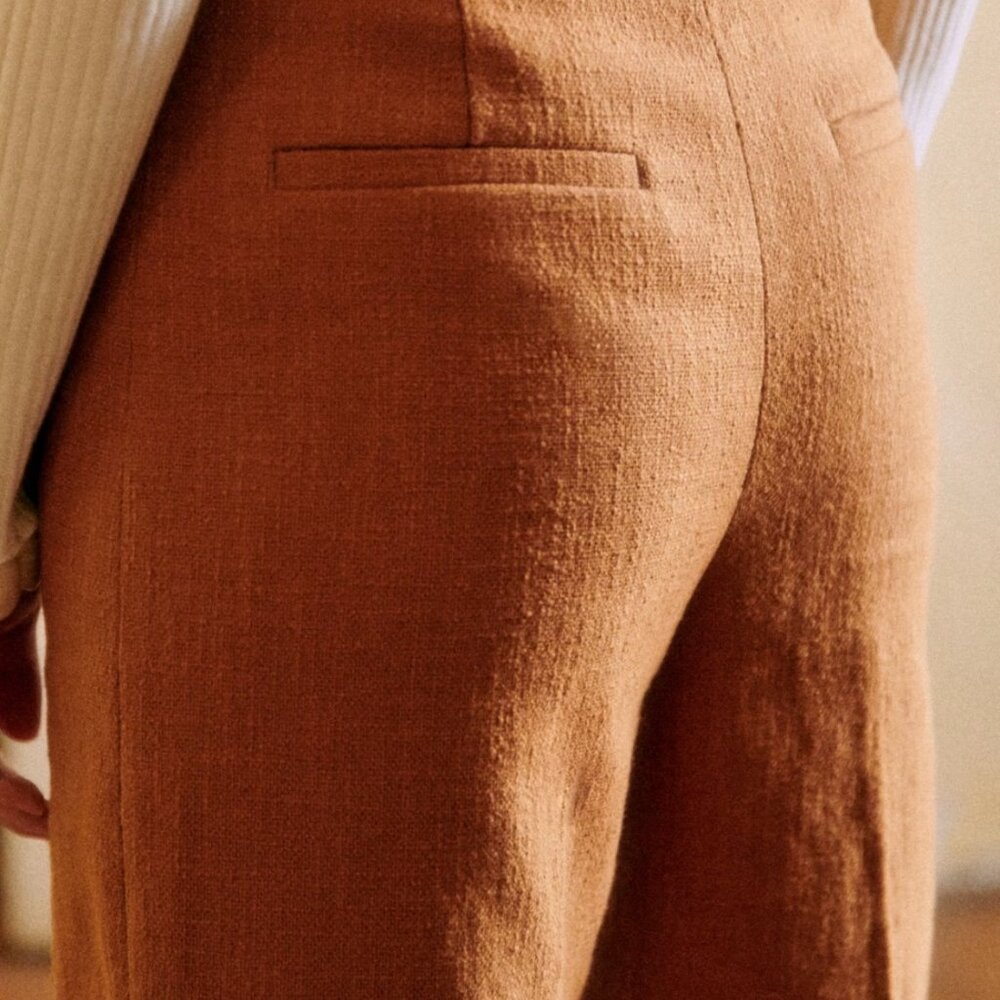 Sezane Emilio Trousers in Ochre (cotton & linen blend) - Picture 3 of 8